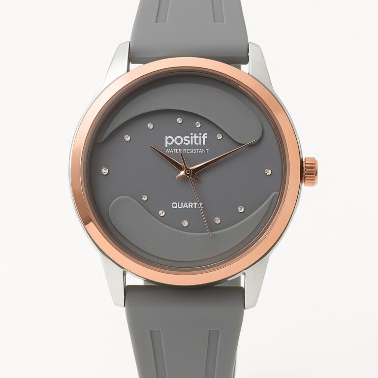 Positif Elegant Rose Gold & Grey Quartz Watch – Water Resistant