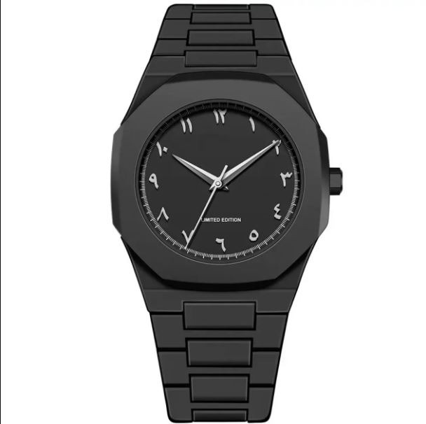 Limited Edition Black Arabic Numeral Stainless Steel Watch